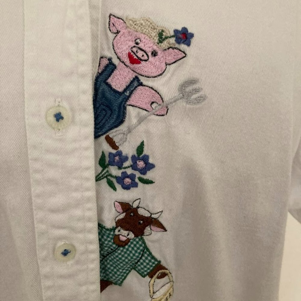 Embroidered Farm Animals Button Down - Picture 2 of 5